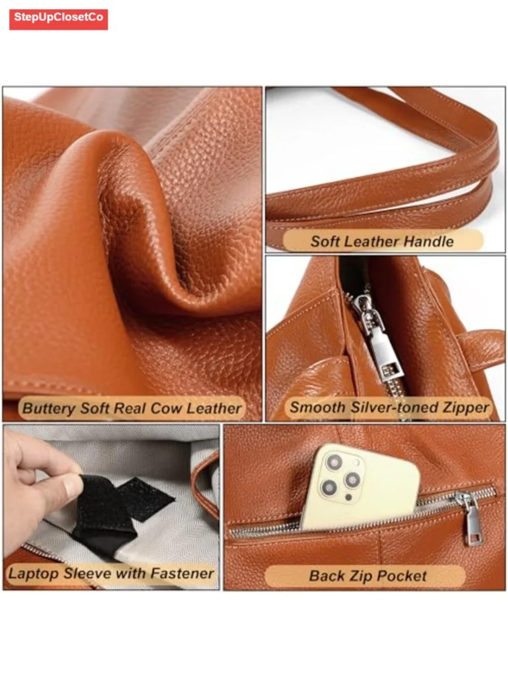 Genuine Leather Large Tote Handbag Shoulder Bag 14